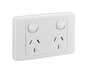 Clipsal 2000 Series Double Powerpoint 250V 10Amp Horizontal Twin Switch Socket Outlet White  - 2025-WE