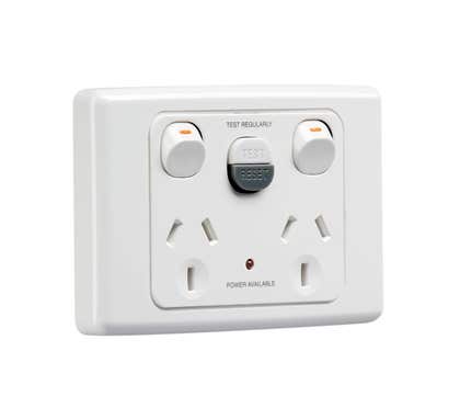 Clipsal 2000 Series Switched Socket Twin 10A Rcd 30Ma - 2025RC-WE