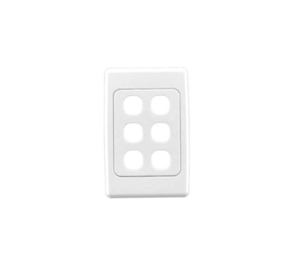 Clipsal 2000 Series Six Gang Flush Surround And Gridplate Horizontal/Vertical Mount White - 2036VH-WE