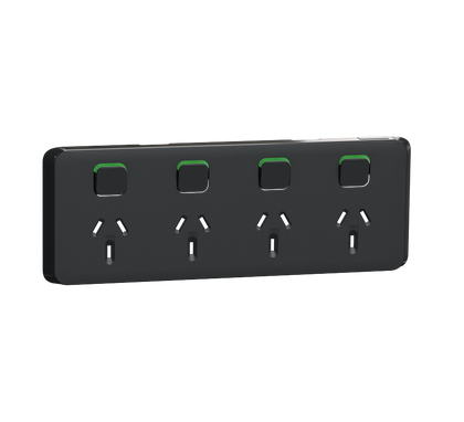 Clipsal Iconic Series Cover Frame - 4 Switches & 4 Sockets - 10 A - Horizontal - Iconic Black - 3015/4C-XB