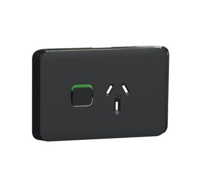 Clipsal Iconic Series Cover Frame - 1 Switch & 1 Socket - 10 A - Horizontal - Iconic Black - 3015C-XB