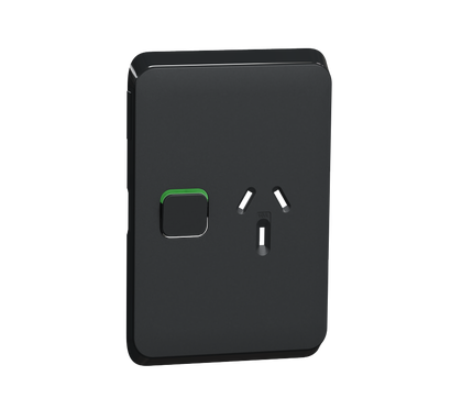 Clipsal Iconic Series Cover Frame - 1 Switch & 1 Socket - 10 A - Vertical - Iconic Black - 3015VC-XB