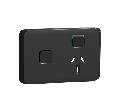 Clipsal Iconic Series Cover Frame - 2 Switches & 1 Socket - 10 A - Horizontal - Iconic Black - 3015XC-XB