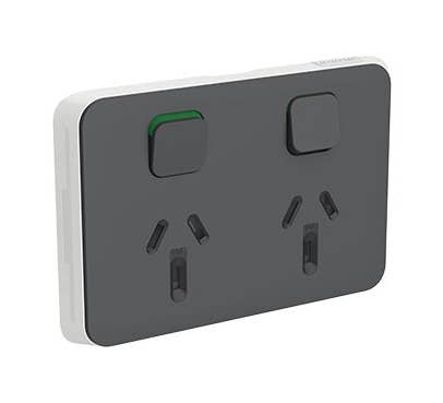 Clipsal Iconic Series Cover Frame - 2 Switches & 2 Sockets - 15 A - Horizontal - Anthracite - 3025/15C-AN