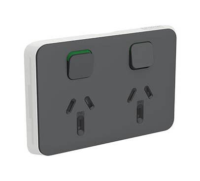 Clipsal Iconic Series Cover Frame - 2 Switches & 2 Sockets - 15 A - Horizontal - Anthracite - 3025/15C-AN