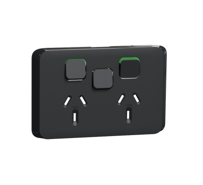 Clipsal Iconic Series Cover Frame - 3 Switches & 1 Sockets - 10 A - Horizontal - Iconic Black - 3025XC-XB