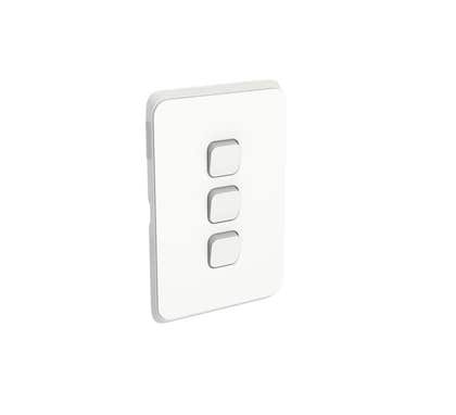 Clipsal Iconic Cover Frame With Fixing Frame 3 Switches Vivid White - 3043VH-VW