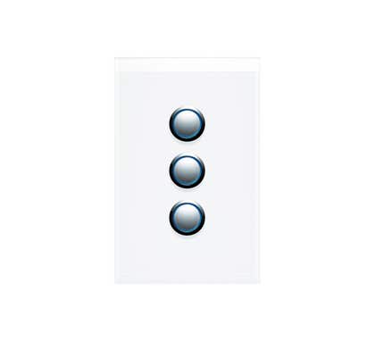 Clipsal Saturn Series Three Switch With Blue Led 20A/16Ax Pure White - 4063PBL-PW