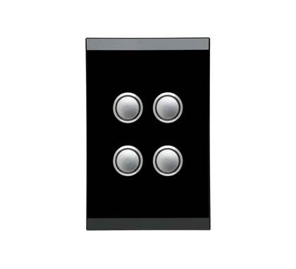 Clipsal Saturn Series Four Switch With Blue Led 20A/16Ax Espresso Black - 4064PBL-EB