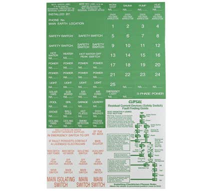 Clipsal Max 4 Labels Green Switchboard - 4C15-6G