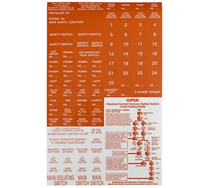 Clipsal Max 4 Labels Red Switchboard - 4C15-6R