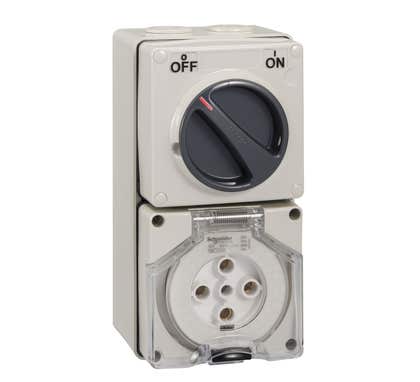 Clipsal - 56 Series 56 Series Switched Socket Outlet - 50A - 5 Pin - 3 Pole Switch - 500V - Grey - 56C550-GY