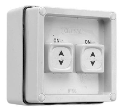 Clipsal - 56 Series 56 Series - Twin Sliding Switch - 1 Pole - 10A - 250V - Grey - 56SSW2/10-GY