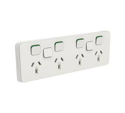 Clipsal Iconic Socket Skin - Quad 4 Gang Horizontal Warm Grey Extra Removable Switch Apertures -3015/4XXC-WY