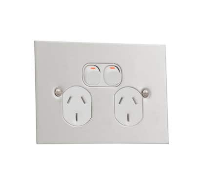 Clipsal BSL Style Flat Plate Powerpoint Double Bsl Style St/Stl 10 Amps 250V White - BSL25A-WE