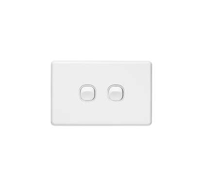 Clipsal Classic C2000 Series Switch 2 Gang Horizontal 10A White - C2032HA-WE