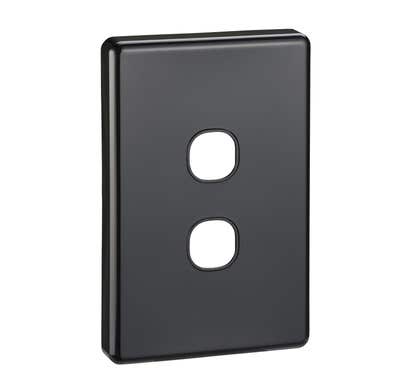 Clipsal Classic C2000 Series Plate Grid & Cover 2 Gang Black - C2032VH-BK