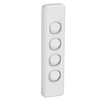 Clipsal Classic C2000 Series Switch C2000 - Assembled - Architrave - 4-Gang - 250 V - 10 Ax - White Electric - C2034A-WE