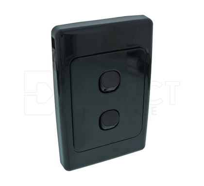 Clipsal 2000 Series Switch 2 Gang Vertical 10A 250V - 2032VA-BK BLACK 