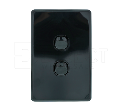 Clipsal Classic C2000 Series Switch 2 Gang Vertical 10A Black - C2032VA-BK