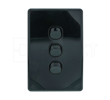 Clipsal Classic C2000 Series Switch 3 Gang Vertical 10A Black - C2033VA-BK