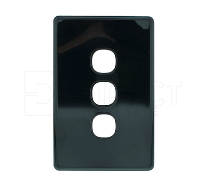 Clipsal Classic C2000 Series Plate Grid & Cover 3 Gang Black - C2033VH-BK