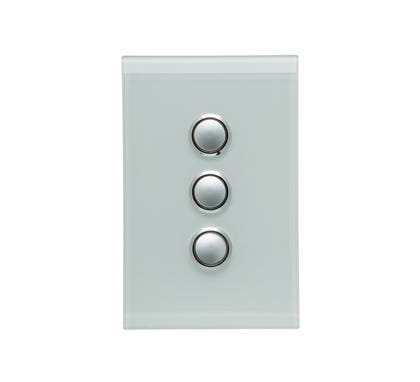 Clipsal Saturn Series Switch 3 Push Button 4000 Series Including Saturn Horizontal Ocean Mist - 4063PB-OM