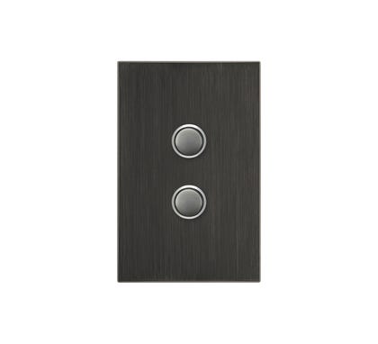 Clipsal Saturn Series Switch 2 Push Button Led 4000 Series Including Saturn Horizontal Horizon Black - 4062PBL-HB