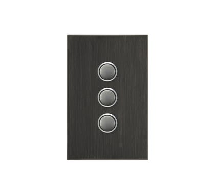 Clipsal Saturn Series Switch 3 Push Button Led 4000 Series Including Saturn Horizontal Horizon Black - 4063PBL-HB