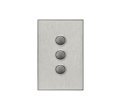 Clipsal Saturn Series Switch 3 Push Button 4000 Series Including Saturn Horizontal Horizon Silver - 4063PB-HS