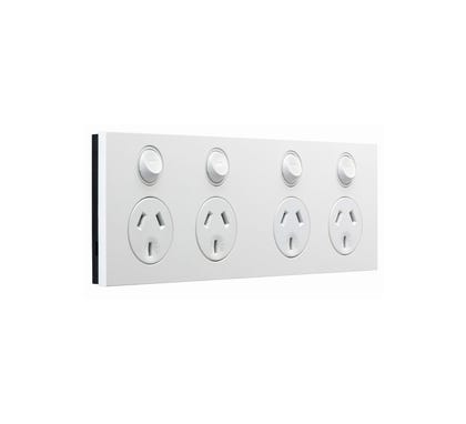 Clipsal Saturn Zen Quad Powerpoint 4 Socket Zen White 10 Amp 250V - Z4025H2-ZW