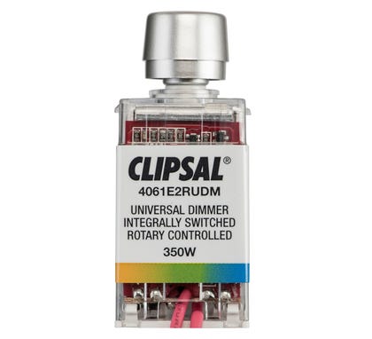 Clipsal 60 Series Dimmer 60 Series Module - Universal - Rotary - Integrated Switch - 250 V - Translucent - 4061E2RUDM-TR