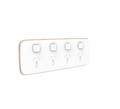 Clipsal Iconic Essence cover frame, 4 switches & 4 sockets, 10 A, hori, arctic white - E3015/4C-AW