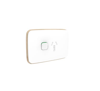 Clipsal Iconic Essence cover frame, 1 switch & 1 socket, 10 A, hori, arctic white - E3015C-AW