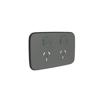 Clipsal Iconic Essence Cover Frame 2 Switches & 2 Sockets 10 A Hori Ash Grey - E3025C-AG