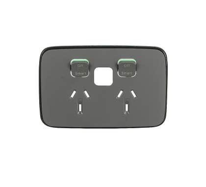 Clipsal Iconic Series Skin Connected Socket Wiser Horizontal T Ash Grey -E3025CSC-AG