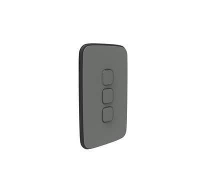 Clipsal Iconic Essence Skin Switch 3-Gang - Ash Grey - E3043C-AG