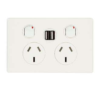 Legrand ED777USB2IWE Excel Life Dedicated Plate Series GPO