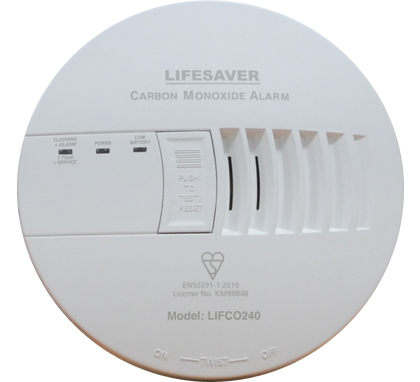 Lifesaver 240V carbon monoxide alarm with 9v backup battery