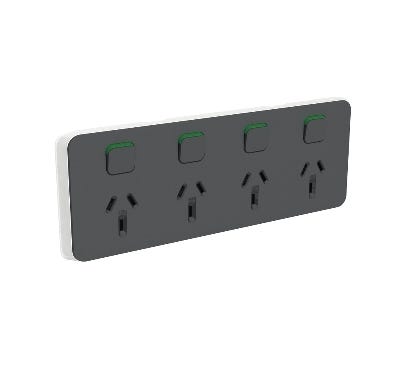 Clipsal Iconic 3015-4C-Anclipsal Iconic Cover Frame - 4 Switches & 4 Sockets - 10 A - Horiz - Anthracite