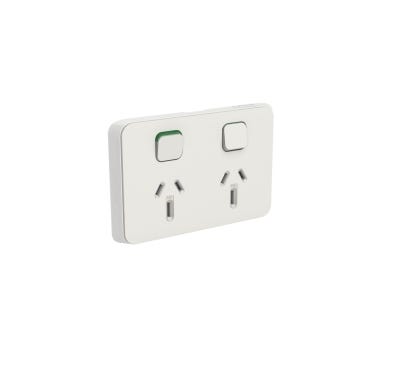 Clipsal Iconic 3025-15C-Wy Cover Frame - 2 Switches & 2 Sockets - 15 A - Horiz - Warm Grey