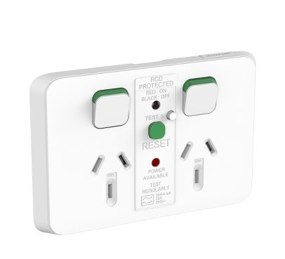 Clipsal Iconic 3025Rcd30-Vw Cover Frame - 2 Switches & 2 Sockets - 10 A - Rcd - Vivid White