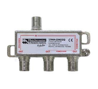 Matchmaster 17MM-DM03Q 3 Way Splitter 'F' Type 5-2400MHz Power Pass All Ports