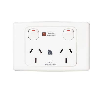 Clipsal Medilec Series Double Powerpoint 10 Amps Power Avail Neon Wh - ML2025-WE