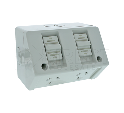 NHP NLGPO10D Weather Protected Double Power Outlet 10A 250V AC IP53 - Surface Mount