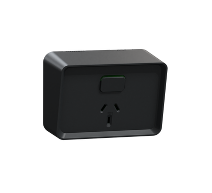 Clipsal Iconic Outdoor, Single, Switched socket outlet, horizontal, 10A, 250V, Black - O3015-BK