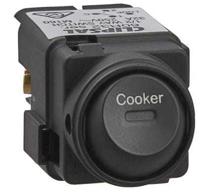 Clipsal Saturn Series Switch Mechanism Assembly 32A, 250V Marked Cooker Zen Black - 60R32COOK-ZB