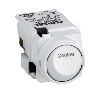 Clipsal Saturn Series Switch Mechanism Assembly 32A, 250V Marked Cooker Zen White - 60R32COOK-ZW