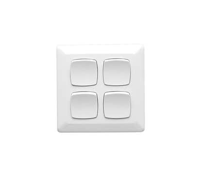 Clipsal Switch 4 Gang 10A Pvc Square Plt White - P2034/2VA-WE