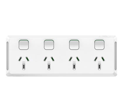 Socket Sw Horiz Quad 10A 250V